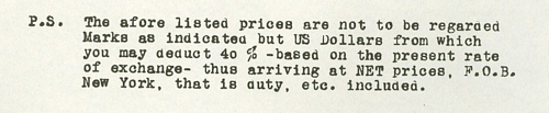 1934 Message to USA Dealers (D11 Pricelist) 
