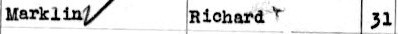 Richard's name on U.S. Immigration papers (1928) - his second trip to New York, USA